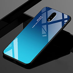Silikon Schutzhülle Rahmen Tasche Hülle Spiegel für OnePlus 7 Blau