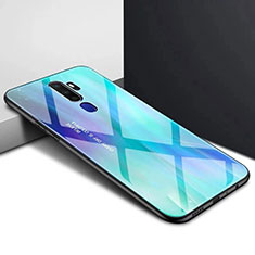 Silikon Schutzhülle Rahmen Tasche Hülle Spiegel für Oppo A11X Cyan