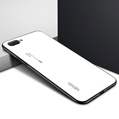 Silikon Schutzhülle Rahmen Tasche Hülle Spiegel für Oppo A12e Weiß