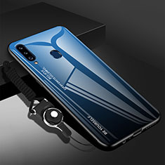 Silikon Schutzhülle Rahmen Tasche Hülle Spiegel für Samsung Galaxy A20s Blau