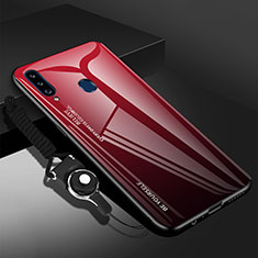 Silikon Schutzhülle Rahmen Tasche Hülle Spiegel für Samsung Galaxy A20s Rot
