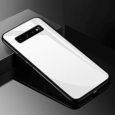 Silikon Schutzhülle Rahmen Tasche Hülle Spiegel für Samsung Galaxy S10 Weiß