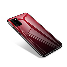 Silikon Schutzhülle Rahmen Tasche Hülle Spiegel für Samsung Galaxy S20 FE 4G Rot und Schwarz