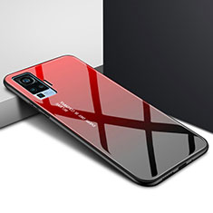 Silikon Schutzhülle Rahmen Tasche Hülle Spiegel für Vivo X51 5G Rot