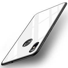 Silikon Schutzhülle Rahmen Tasche Hülle Spiegel für Xiaomi Mi 8 Weiß