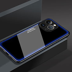 Silikon Schutzhülle Rahmen Tasche Hülle Spiegel M01 für Apple iPhone 14 Pro Blau