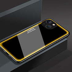 Silikon Schutzhülle Rahmen Tasche Hülle Spiegel M01 für Apple iPhone 15 Gelb