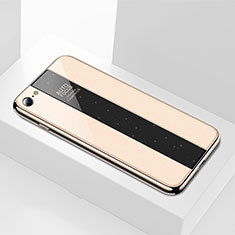 Silikon Schutzhülle Rahmen Tasche Hülle Spiegel M01 für Apple iPhone 7 Gold