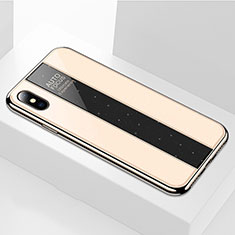Silikon Schutzhülle Rahmen Tasche Hülle Spiegel M01 für Apple iPhone X Gold