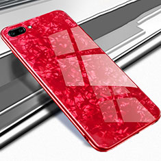 Silikon Schutzhülle Rahmen Tasche Hülle Spiegel M01 für Oppo A12e Rot