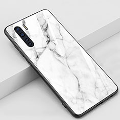 Silikon Schutzhülle Rahmen Tasche Hülle Spiegel M01 für Oppo A91 Weiß