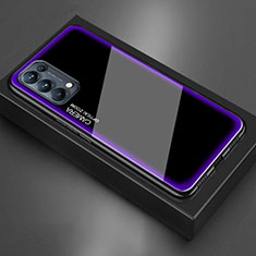 Silikon Schutzhülle Rahmen Tasche Hülle Spiegel M01 für Oppo Reno5 5G Violett