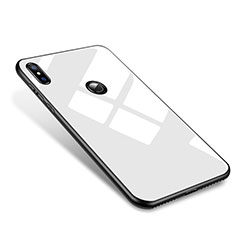 Silikon Schutzhülle Rahmen Tasche Hülle Spiegel M01 für Xiaomi Mi 8 Weiß