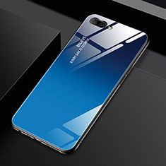 Silikon Schutzhülle Rahmen Tasche Hülle Spiegel M02 für Oppo A12e Blau