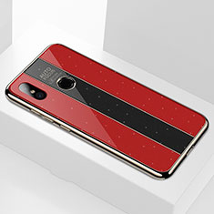 Silikon Schutzhülle Rahmen Tasche Hülle Spiegel M02 für Xiaomi Mi A2 Rot
