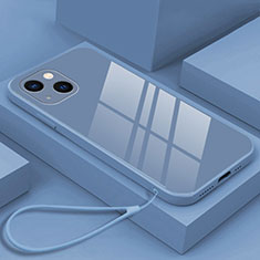 Silikon Schutzhülle Rahmen Tasche Hülle Spiegel M03 für Apple iPhone 14 Lavendel Grau