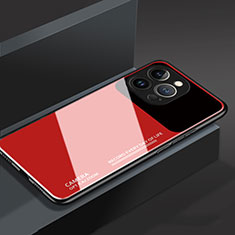 Silikon Schutzhülle Rahmen Tasche Hülle Spiegel M03 für Apple iPhone 14 Pro Rot