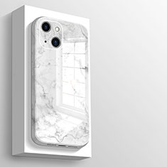 Silikon Schutzhülle Rahmen Tasche Hülle Spiegel M05 für Apple iPhone 14 Plus Weiß