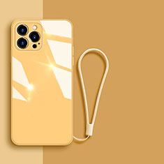 Silikon Schutzhülle Rahmen Tasche Hülle Spiegel M08 für Apple iPhone 13 Pro Gelb