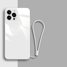 Silikon Schutzhülle Rahmen Tasche Hülle Spiegel M08 für Apple iPhone 13 Pro Weiß