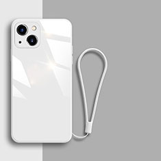 Silikon Schutzhülle Rahmen Tasche Hülle Spiegel M08 für Apple iPhone 14 Plus Weiß