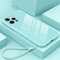 Silikon Schutzhülle Rahmen Tasche Hülle Spiegel M09 für Apple iPhone 14 Pro Hellblau