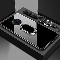 Silikon Schutzhülle Rahmen Tasche Hülle Spiegel mit Magnetisch Fingerring Ständer für Vivo Nex 3 Schwarz