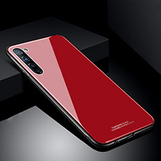 Silikon Schutzhülle Rahmen Tasche Hülle Spiegel T01 für Oppo A91 Rot