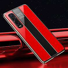 Silikon Schutzhülle Rahmen Tasche Hülle Spiegel T01 für Oppo Find X2 Pro Rot