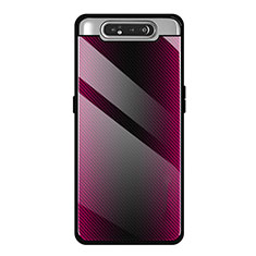 Silikon Schutzhülle Rahmen Tasche Hülle Spiegel T01 für Samsung Galaxy A80 Pink