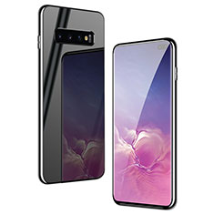 Silikon Schutzhülle Rahmen Tasche Hülle Spiegel T01 für Samsung Galaxy S10 Plus Schwarz