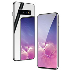 Silikon Schutzhülle Rahmen Tasche Hülle Spiegel T01 für Samsung Galaxy S10 Plus Silber