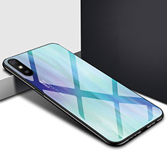 Silikon Schutzhülle Rahmen Tasche Hülle Spiegel T01 für Xiaomi Redmi 9A Cyan