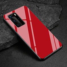 Silikon Schutzhülle Rahmen Tasche Hülle Spiegel T03 für Huawei P40 Pro Rot
