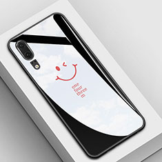 Silikon Schutzhülle Rahmen Tasche Hülle Spiegel T06 für Huawei P20 Schwarz