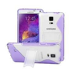 Silikon Schutzhülle S-Line Stand Hülle Durchsichtig Transparent für Samsung Galaxy Note 4 Duos N9100 Dual SIM Violett