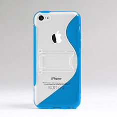 Silikon Schutzhülle S-Line Stand Tasche Durchsichtig Transparent für Apple iPhone 5C Blau