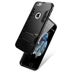 Silikon Schutzhülle Stand Tasche Durchsichtig Transparent Matt für Apple iPhone 6S Schwarz