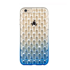 Silikon Schutzhülle Strass Diamant Tasche Durchsichtig Farbverlauf für Apple iPhone 6S Blau