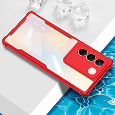 Silikon Schutzhülle Ultra Dünn Flexible Tasche Durchsichtig Transparent BH1 für Vivo V27 5G Rot
