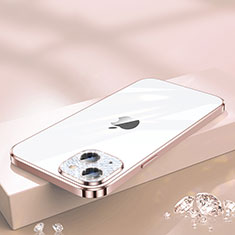 Silikon Schutzhülle Ultra Dünn Flexible Tasche Durchsichtig Transparent Bling-Bling LD2 für Apple iPhone 13 Rosegold