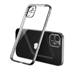 Silikon Schutzhülle Ultra Dünn Flexible Tasche Durchsichtig Transparent H01 für Apple iPhone 12 Max Schwarz