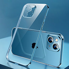 Silikon Schutzhülle Ultra Dünn Flexible Tasche Durchsichtig Transparent H01 für Apple iPhone 14 Plus Blau