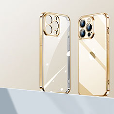 Silikon Schutzhülle Ultra Dünn Flexible Tasche Durchsichtig Transparent H01 für Apple iPhone 14 Pro Gold