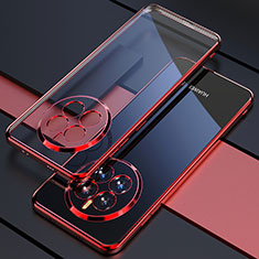 Silikon Schutzhülle Ultra Dünn Flexible Tasche Durchsichtig Transparent H01 für Huawei Mate 50 Rot