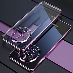 Silikon Schutzhülle Ultra Dünn Flexible Tasche Durchsichtig Transparent H01 für Huawei Mate 50 Violett