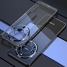 Silikon Schutzhülle Ultra Dünn Flexible Tasche Durchsichtig Transparent H01 für Huawei Mate 60 Pro+ Plus Schwarz