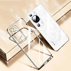 Silikon Schutzhülle Ultra Dünn Flexible Tasche Durchsichtig Transparent H01 für Huawei P60 Pro Silber