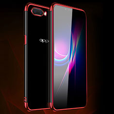 Silikon Schutzhülle Ultra Dünn Flexible Tasche Durchsichtig Transparent H01 für Oppo A5 Rot