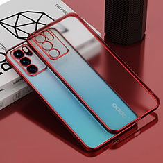 Silikon Schutzhülle Ultra Dünn Flexible Tasche Durchsichtig Transparent H01 für Oppo Reno6 5G Rot